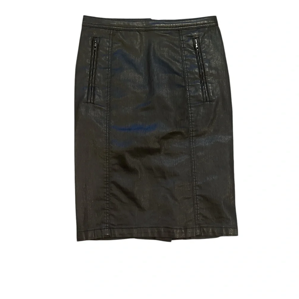 BURBERRY BLACK BIKERCORE Y2K STRETCH NOVA PRINT LINING PENCIL SKIRT SIZE 4